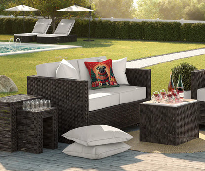 Pug Christmas Throw Pillow