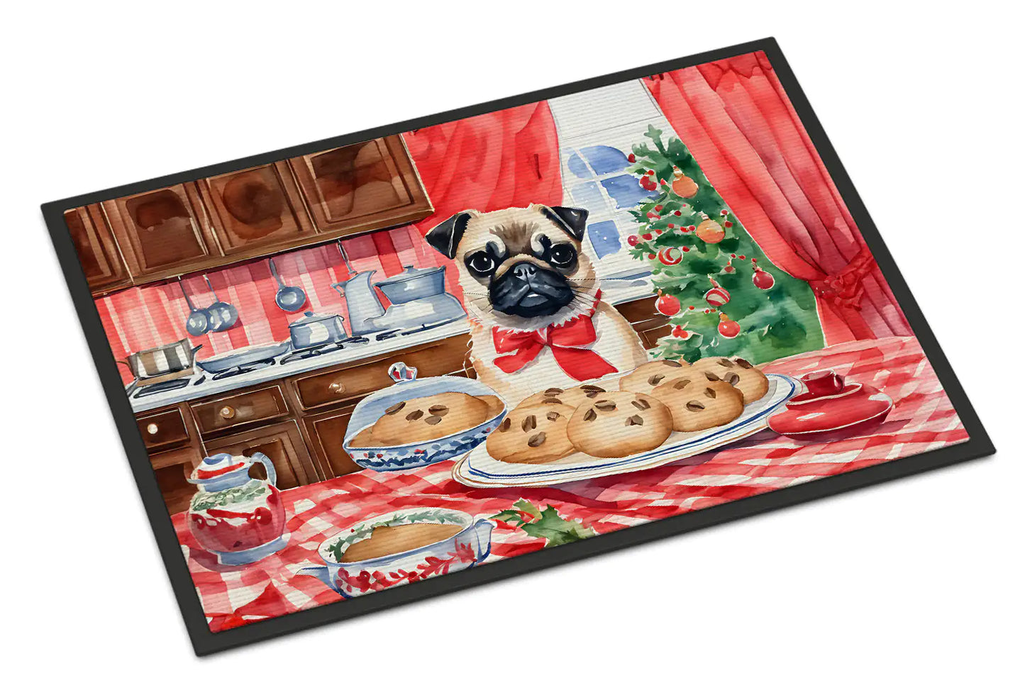 Pug Christmas Cookies Doormat